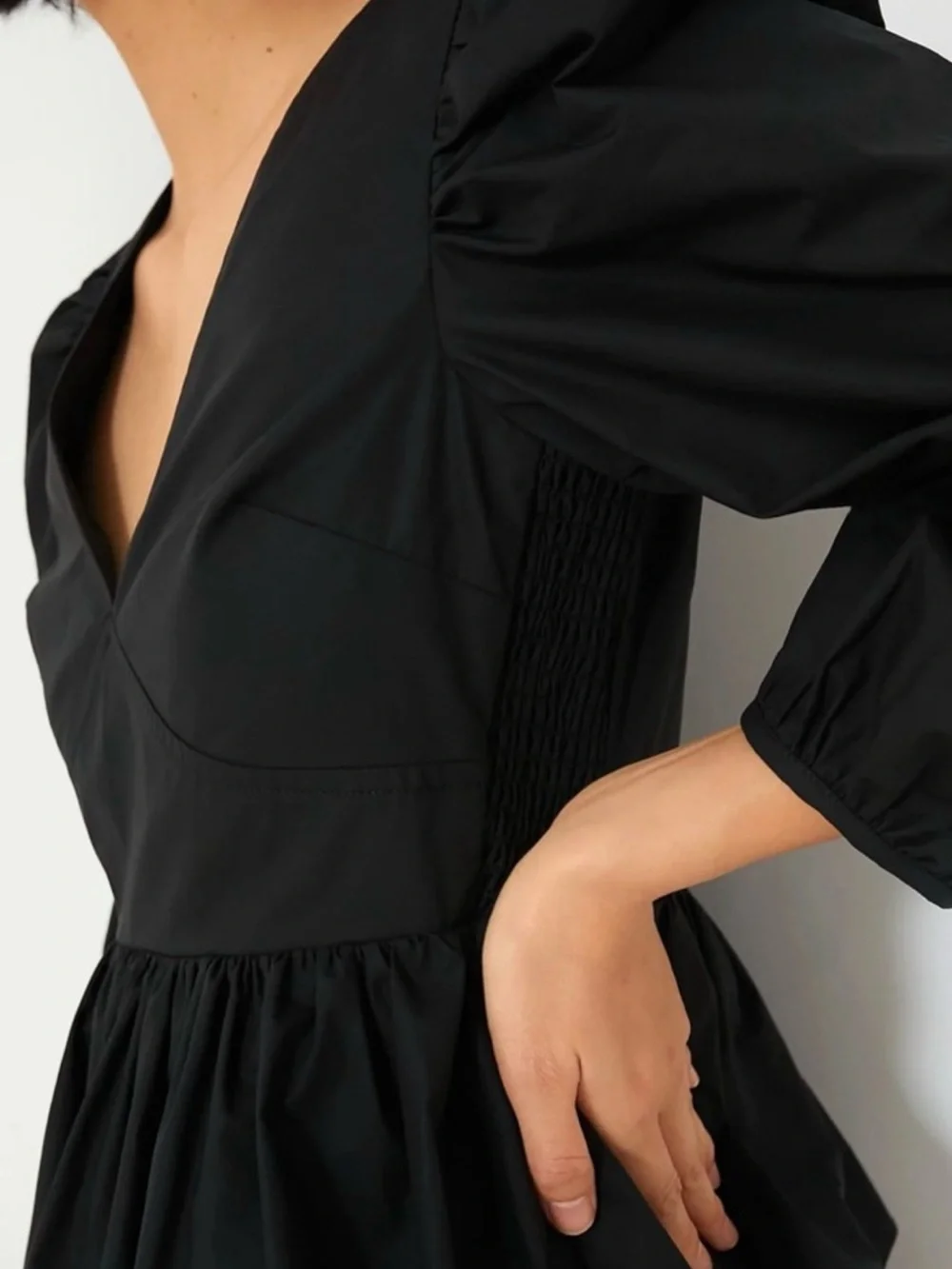 Tuckernuck Black V-Neck Peplum Blouse